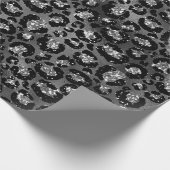 Leopard Print Black en Silver Grey Cadeaupapier (Hoek)