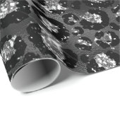 Leopard Print Black en Silver Grey Cadeaupapier (Rol Hoek)