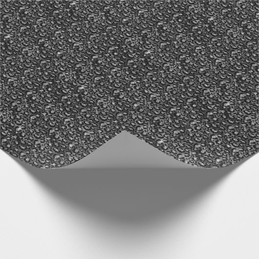Leopard Print Black en Silver Grey Cadeaupapier (Hoek)