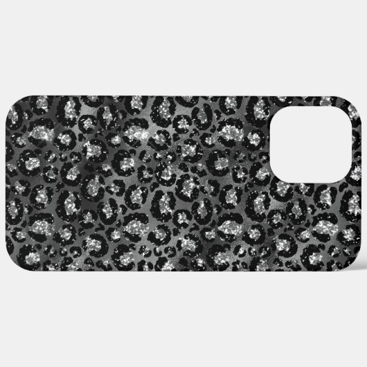 Leopard Print Black en Silver Grey Case-Mate iPhone Case (Achterkant / Rechts)
