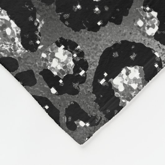 Leopard Print Black en Silver Grey Fleece Deken (Hoek)