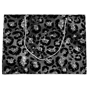 Leopard Print Black en Silver Grey Groot Cadeauzakje