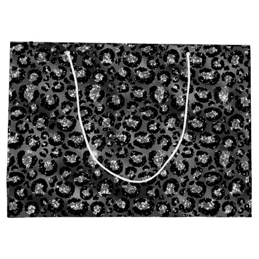Leopard Print Black en Silver Grey Groot Cadeauzakje (Achterkant)