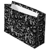 Leopard Print Black en Silver Grey Groot Cadeauzakje (Voorkant Gekanteld)
