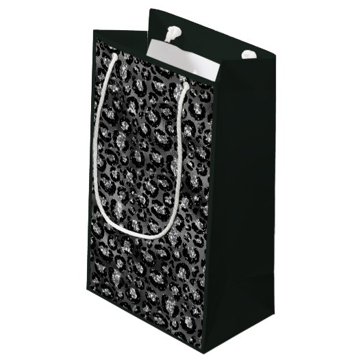 Leopard Print Black en Silver Grey Klein Cadeauzakje (Achterkant Gekanteld)