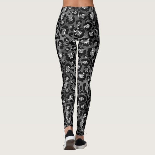 Leopard Print Black en Silver Grey Leggings (Achterkant)