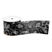 Leopard Print Black en Silver Grey Satijnen Lint (Spoel)