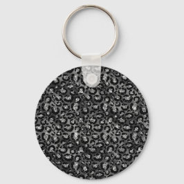 Leopard Print Black en Silver Grey Sleutelhanger