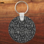 Leopard Print Black en Silver Grey Sleutelhanger (Voorkant)