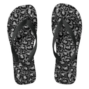 Leopard Print Black en Silver Grey Teenslippers