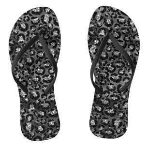 Leopard Print Black en Silver Grey Teenslippers