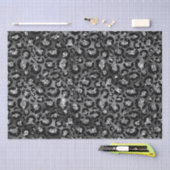Leopard Print Black en Silver Grey Tissuepapier (Craft)