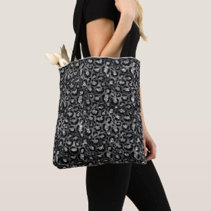 Leopard Print Black en Silver Grey Tote Bag