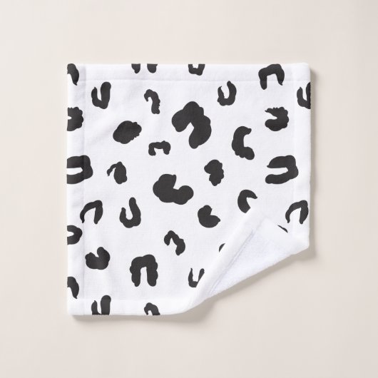 Leopard Print Black en White Bad Handdoek (Wasdoekje)