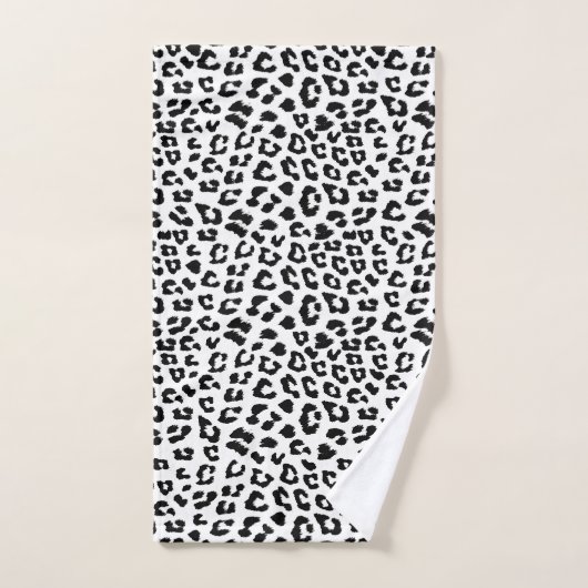 Leopard Print Black en White Bad Handdoek (Handdoek)