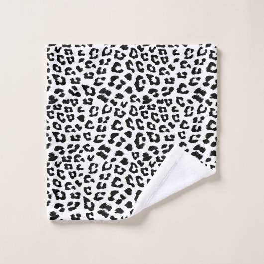 Leopard Print Black en White Bad Handdoek (Wasdoekje)