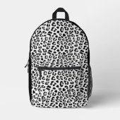 Leopard Print Black en White Bedrukte Rugzak (Voorkant)