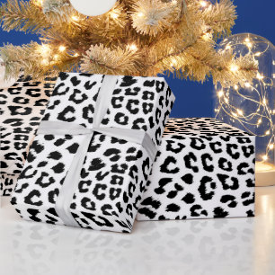 Leopard Print Black en White Cadeaupapier