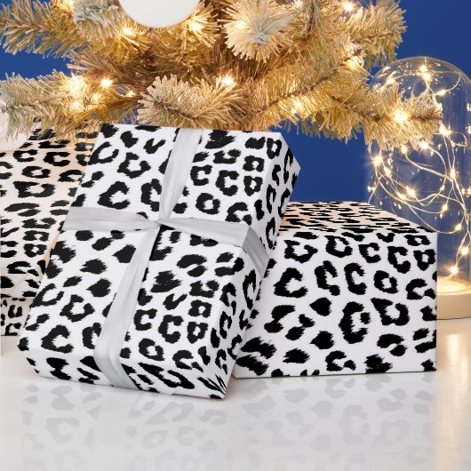 Leopard Print Black en White Cadeaupapier (Feestdagen)