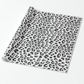 Leopard Print Black en White Cadeaupapier (Uitgerold)