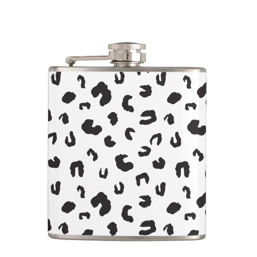 Leopard Print Black en White Heupfles (Voorkant)