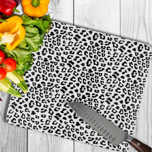 Leopard Print Black en White Snijplank