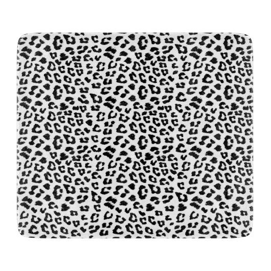 Leopard Print Black en White Snijplank (Voorkant)