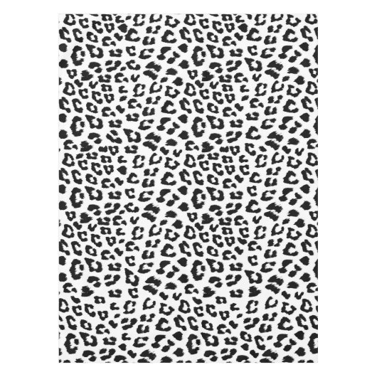 Leopard Print Black en White Tafelkleed (Voorkant)