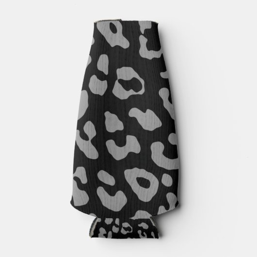 Leopard Print Black Grey Flesjeskoeler (Voorkant)