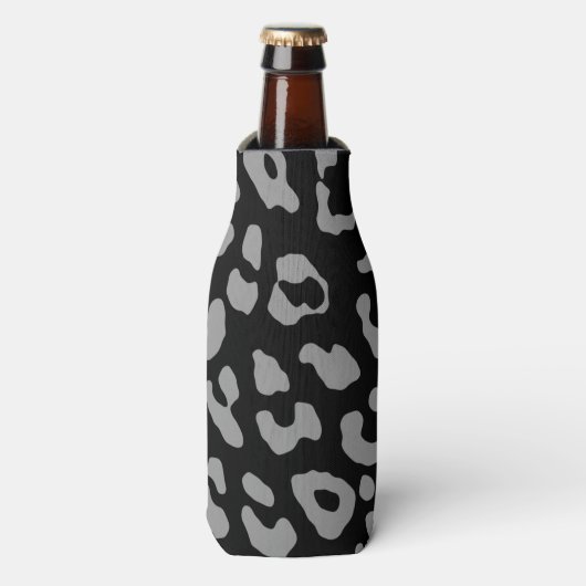 Leopard Print Black Grey Flesjeskoeler (Fles Voorkant)