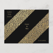 Leopard Print & Black Wedding Sla de datum op Aankondigingskaart (Voorkant)