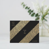 Leopard Print & Black Wedding Sla de datum op Aankondigingskaart (Staand voorkant)
