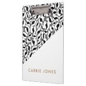 Leopard Print Black White Gold Business Elegant Klembord (Links)