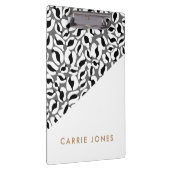 Leopard Print Black White Gold Business Elegant Klembord (Rechts)