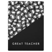 Leopard Print Black White Gold Great Teacher Klembord (Achterkant)