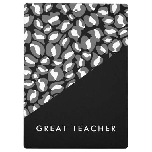 Leopard Print Black White Gold Great Teacher Klembord (Achterkant)