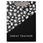 Leopard Print Black White Gold Great Teacher Klembord (Voorkant)