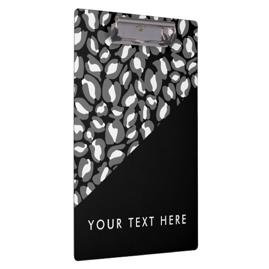 Leopard Print Black White Gold Jouw tekst hier Klembord (Rechts)