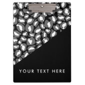 Leopard Print Black White Gold Jouw tekst hier Klembord (Voorkant)