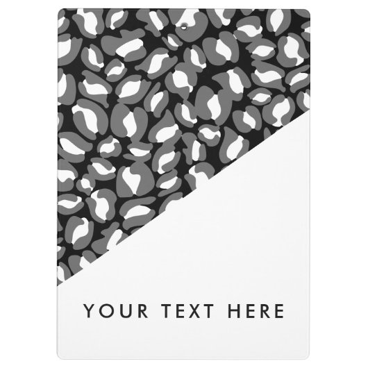 Leopard Print Black White Gold Jouw tekst hier Klembord (Achterkant)