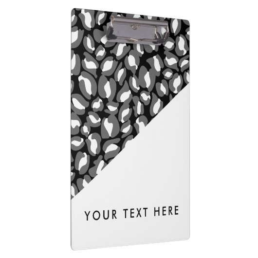 Leopard Print Black White Gold Jouw tekst hier Klembord (Rechts)
