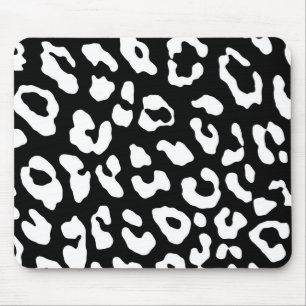 Leopard Print Black White Muismat