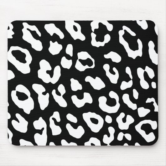 Leopard Print Black White Muismat (Voorkant)