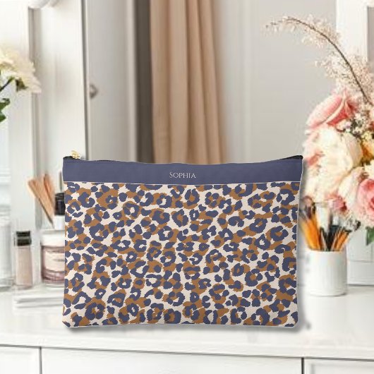 Leopard Print blauw en bruin Etui