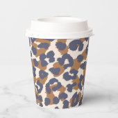 Leopard Print-blauw en bruin Papieren Bekers (Achterkant)