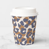 Leopard Print-blauw en bruin Papieren Bekers (Voorkant)