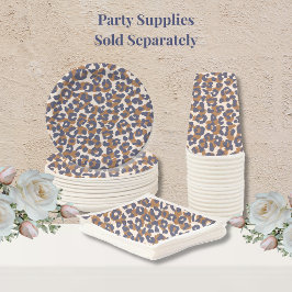 Leopard Print - Blauw en Bruin Papieren Bordje