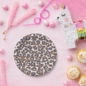 Leopard Print - Blauw en Bruin Papieren Bordje (Feest)