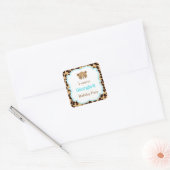 Leopard Print Blauw Quatrefoil 'Ik ging naar' Vierkante Sticker (Envelop)