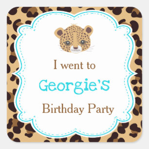 Leopard Print Blauw Quatrefoil 'Ik ging naar' Vierkante Sticker